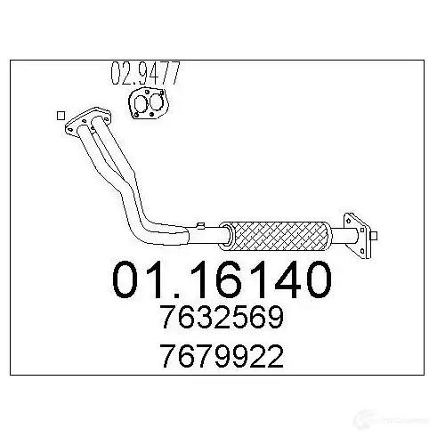 Выхлопная труба глушителя MTS 1694696 O AGBY2B 0116140 8033464006648 изображение 0