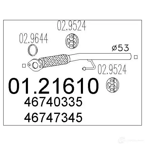 Выхлопная труба глушителя MTS 9KX AVG 8033464011284 0121610 1695247