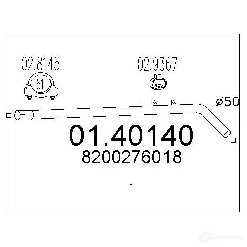 Выхлопная труба глушителя MTS ASIJ 6VL 8033464406172 0140140 1695509