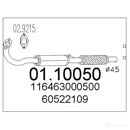 Выхлопная труба глушителя MTS 0110050 8033464000851 1693936 FD G7C изображение 0