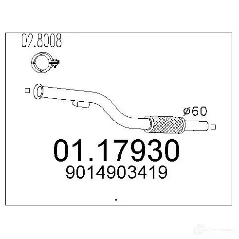 Выхлопная труба глушителя MTS 8033464008062 1694832 LSN89I A 0117930
