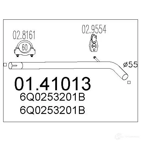 Выхлопная труба глушителя MTS 1695681 8033464450441 0141013 1431 8R