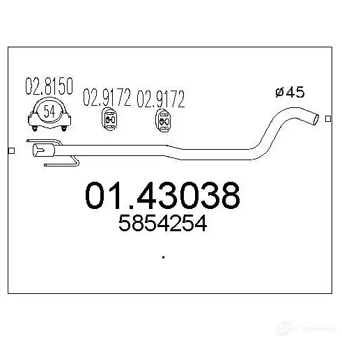 Выхлопная труба глушителя MTS 1695883 8033464456795 0143038 R35 KUQ