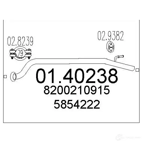 Выхлопная труба глушителя MTS 0140238 1695524 Y8 EZC7K 8033464451578