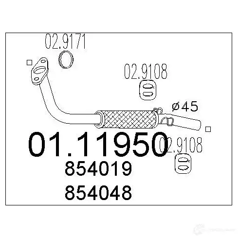 Выхлопная труба глушителя MTS 0111950 1694333 8033464002756 C71FLF L изображение 0