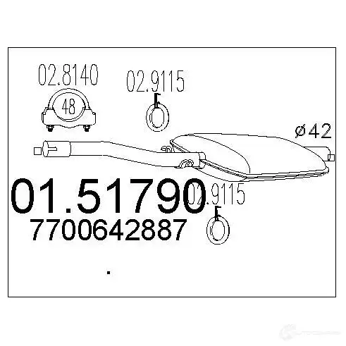 Передний глушитель MTS 0151790 8033464018269 1696726 A8I 6M