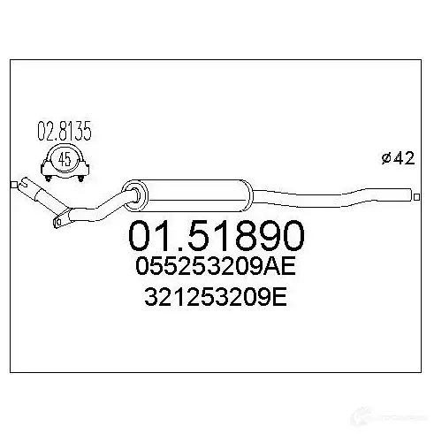 Передний глушитель MTS 0151890 8033464018368 1696736 N3 9J8