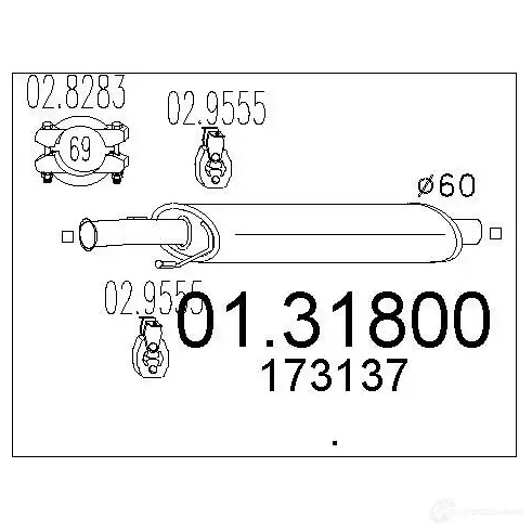 Передний глушитель MTS 1695463 0131800 8033464012755 7 FL5X