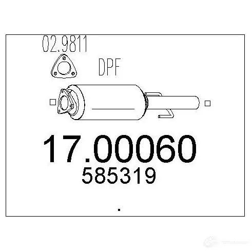 Сажевый фильтр MTS 1702705 1700060 8033464456825 7 MYOZ