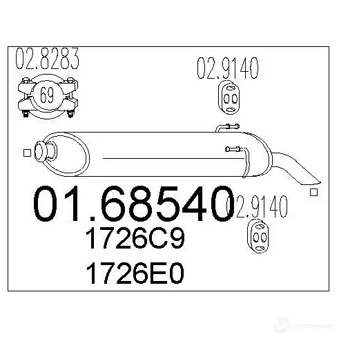 Задний глушитель MTS 1699347 W3 Q789 0168540 8033464037437 изображение 0