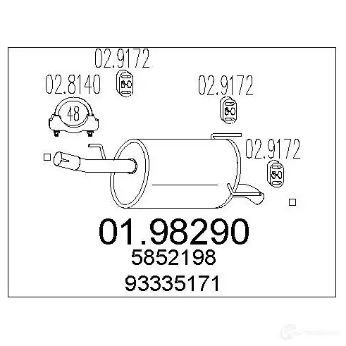 Задний глушитель MTS 44 O37R 8033464046972 1700352 0198290 изображение 0