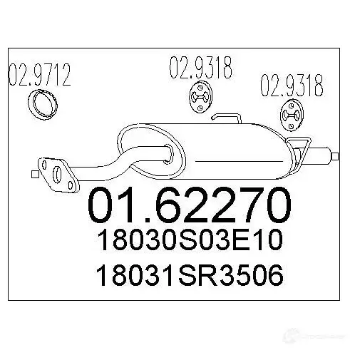 Задний глушитель MTS 1698817 9LG FQG 0162270 8033464031404 изображение 0