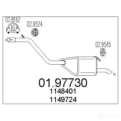 Задний глушитель MTS 1700306 8033464046446 WH 3G9VI 0197730 изображение 0