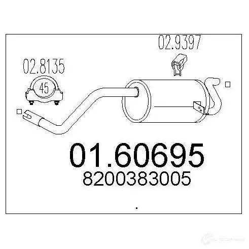 Задний глушитель MTS 8WJC FF 1698150 0160695 8033464453756 изображение 0