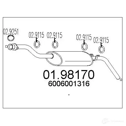 Задний глушитель MTS 1700345 8033464046873 KVLI E2E 0198170 изображение 0