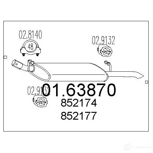 Задний глушитель MTS 0163870 1698950 UUR 1T 8033464032975 изображение 0