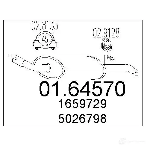 Задний глушитель MTS 1699015 0164570 6J ZAGA 8033464033668