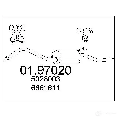 Задний глушитель MTS 8033464045777 1700241 9G4A1M W 0197020 изображение 0