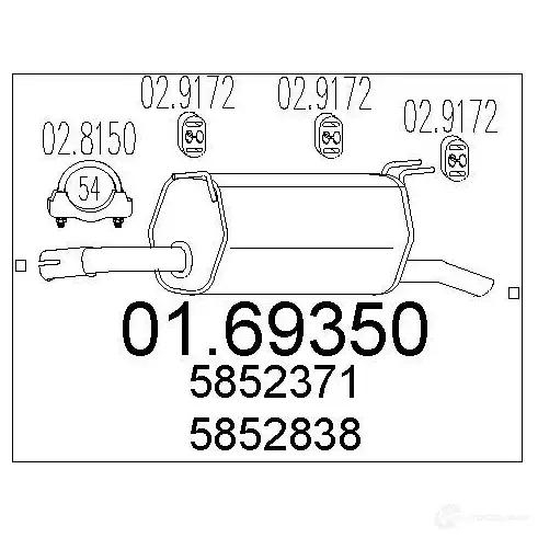 Задний глушитель MTS 0169350 1699425 8033464038212 BXV 0CZJ изображение 0