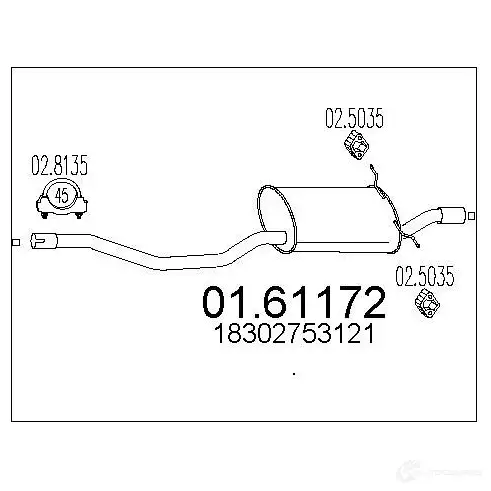 Задний глушитель MTS 1698597 5HX CZ 0161172 8033464972523 изображение 0