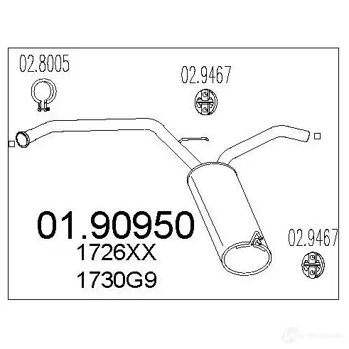 Задний глушитель MTS 1699870 0190950 L4 RV23C 8033464412333 изображение 0