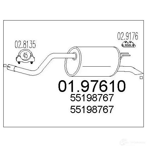 Задний глушитель MTS 0197610 L1RF K1I 8033464046323 1700295 изображение 0