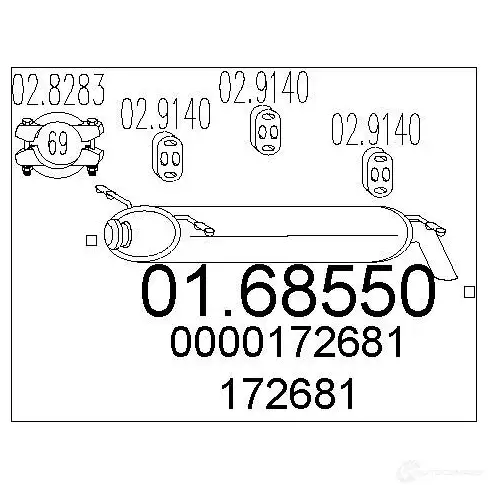 Задний глушитель MTS 1A5 V5ST 8033464037444 1699348 0168550