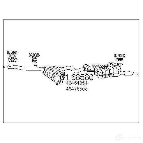 Задний глушитель MTS 1699351 0168580 ZN4 W7F7 8033464037475 изображение 0