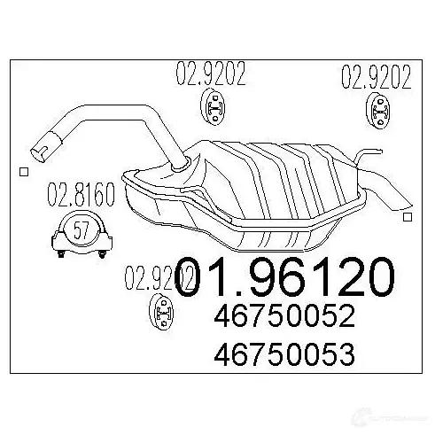 Задний глушитель MTS 1700163 0196120 8033464044954 3NAG PX