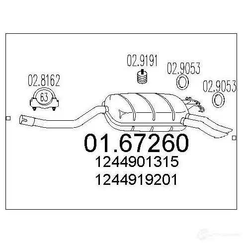 Задний глушитель MTS 1699240 0167260 B F3Y3I 8033464036201