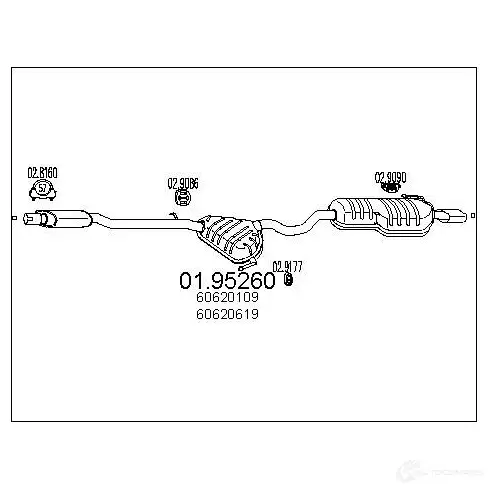 Задний глушитель MTS O1 3XNOT 1700095 0195260 8033464044213