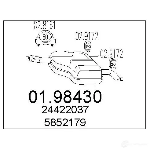 Задний глушитель MTS 0198430 52 JBJI 8033464047115 1700365