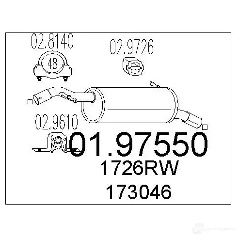 Задний глушитель MTS 1700289 0197550 0NT7MP 8 8033464046262 изображение 0