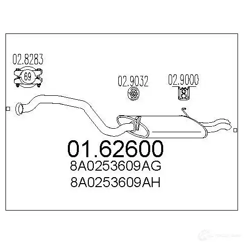 Задний глушитель MTS 4LM K7E 0162600 1698846 8033464031725 изображение 0