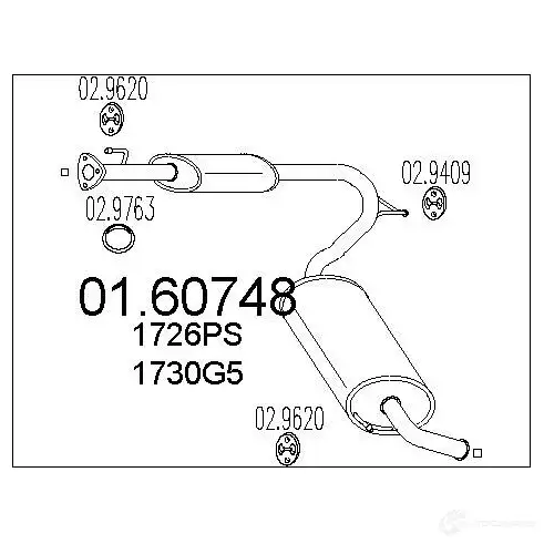 Задний глушитель MTS 8033464455750 9GCX M 0160748 1698201