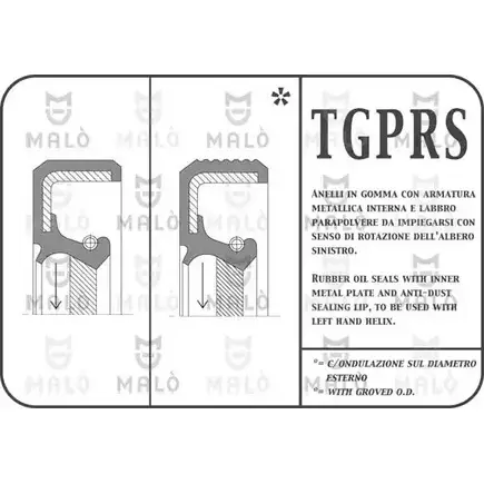 Сальник коленвала MALO 2492810 1169PRSS HVE 8A изображение 0