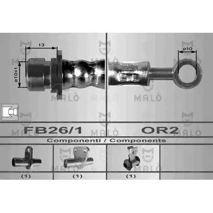 Тормозной шланг MALO 80019 2510088 Y6 V7EDR изображение 0