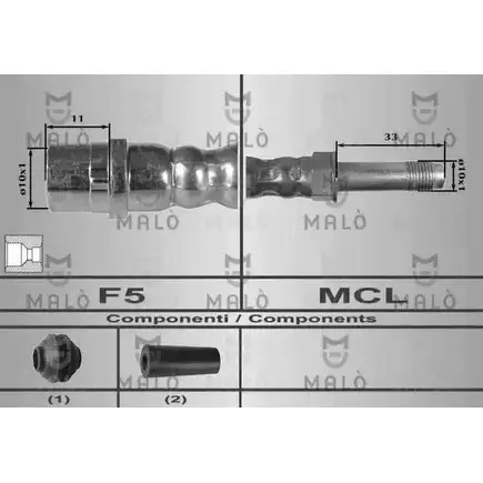 Тормозной шланг MALO N P5YX 2510243 80167 изображение 0