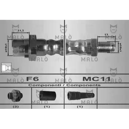 Тормозной шланг MALO 5A4E P 80266 2510347 изображение 0