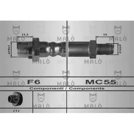 Тормозной шланг MALO V MIESV9 80294 2510377 изображение 0