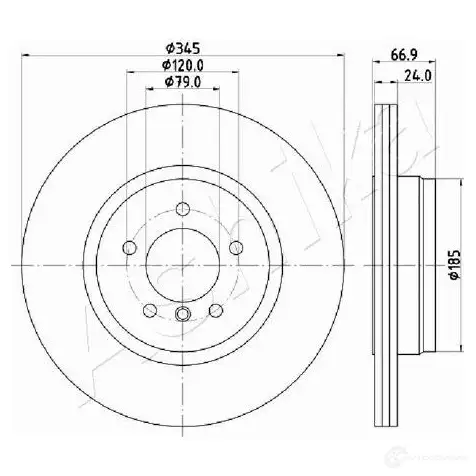 Тормозной диск ASHIKA 61-00-0122 1437300261 RO 4BX изображение 0
