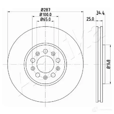Тормозной диск ASHIKA 1437281900 60-00-0901 P0K08 B изображение 0