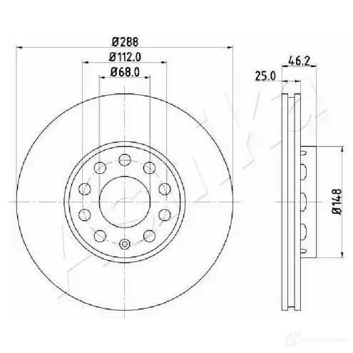 Тормозной диск ASHIKA 60-00-0910 A T22KPS 1437286639 изображение 0