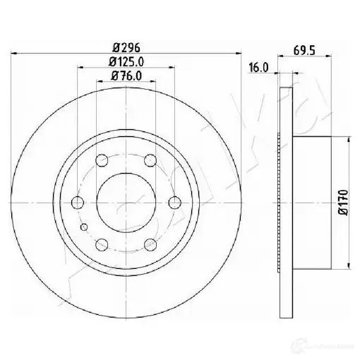 Тормозной диск ASHIKA 61-00-0227 0MA3 E 1437282023