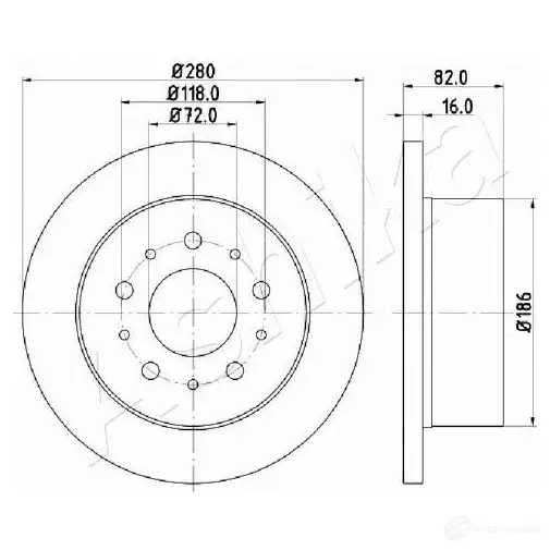 Тормозной диск ASHIKA 61-00-0216 0VRXF 6O 1437297676 изображение 0