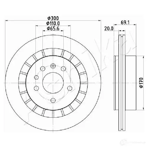 Тормозной диск ASHIKA 1437297678 61-00-0409 D1PW 1FA изображение 0