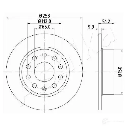 Тормозной диск ASHIKA 1437284094 61-00-0902 C YX03X