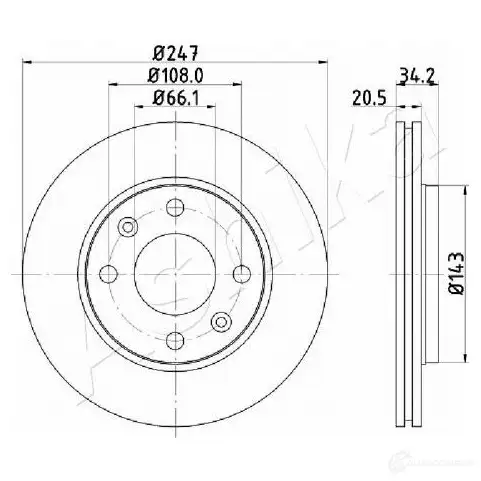 Тормозной диск ASHIKA B NP7E2W 1437285092 60-00-0628