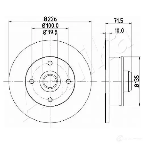 Тормозной диск ASHIKA 61-00-0922 D5 Y23SH 1437284967 изображение 0