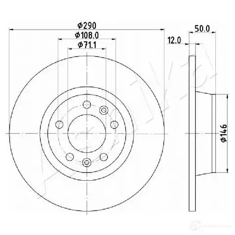 Тормозной диск ASHIKA 1437285070 61-00-0617 W74AW H1 изображение 0